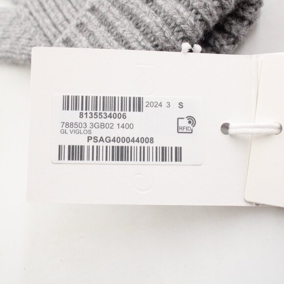 NWT Gucci Wool Cashmere Gloves with Double G Patch in Light Grey/Gold (S) - Picture 6 of 12